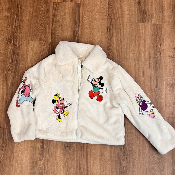 Disney Parks Disneyland Mickey Mouse & Friends embroidered Cream Plush Jacket L - Picture 3 of 16